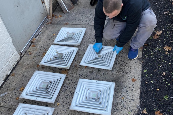 Specialist performs thorough cleaning of AC blower components in New Jersey for optimal air quality Specialist performs thorough cleaning of AC blower components in New Jersey for optimal air quality